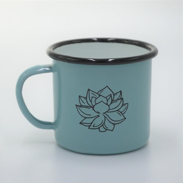 Pasiora Emaille-Tasse mit Sukkulenten-Motiv