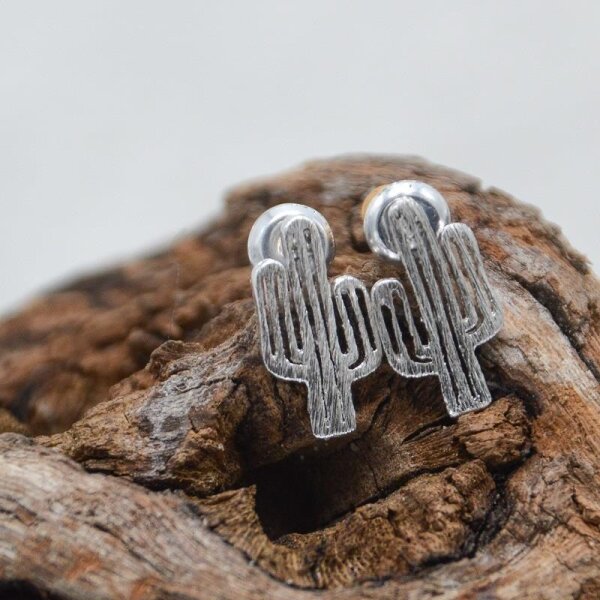 Kaktus Ohrstecker, Silber